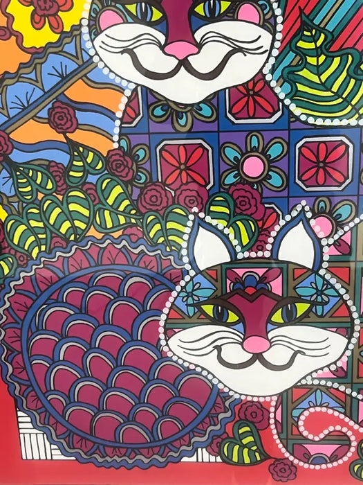 Mara Lynn Abboud Calico Cats Screenprint Artist Proof , Signed & Framed 1990's