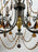 French Rococo Revival Bronzed Chandelier with Amber Glass Drops, 6 Arms