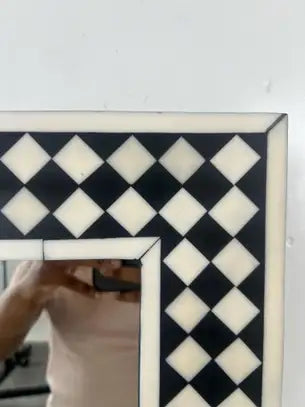 Art Deco Style Black & White Resin Diamond Design Wall, Table or Mantel Mirror