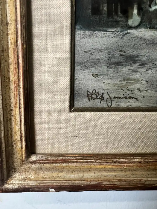 Philip Jamison Coastal Scene Watercolor Painting , Signed & Framed 1950's