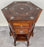 Vintage Syrian Hexagonal Walnut and Bone inlay Hand -Carved Center of End Table