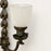 Art Nouveau Two Arms Bronze w Frosted Milk Glass Shades Wall Sconce, a set of 3
