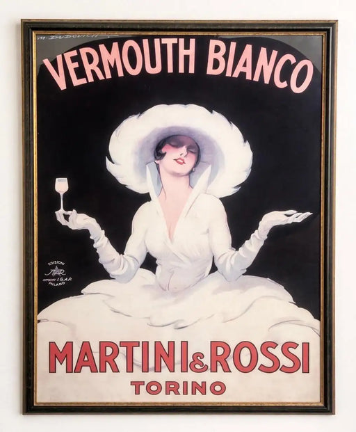 Marcello Dudovich Vermouth Bianco Martini & Rossi, Torino Poster, Framed