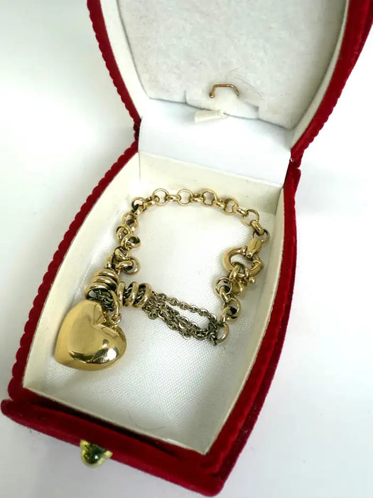 Tiffany-Style 18K Gold Heart Charm Bracelet