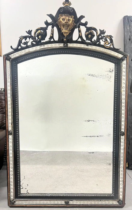 French Napoleon III Style Wrought Iron and Antiqued Glass Wall Mirror
