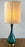 Mid-Century Modern Green Malachite Teardrop Design Table Lamp w Custom Shade