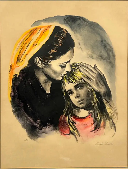 Sandu Liberman " Mother and Daughter" Lithograph Signed & Framed - Artist Proof 1960's
