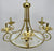 Art Deco Brass Chandelier with White Milk Frosted Glass Bottom Bowl, 6 Arms