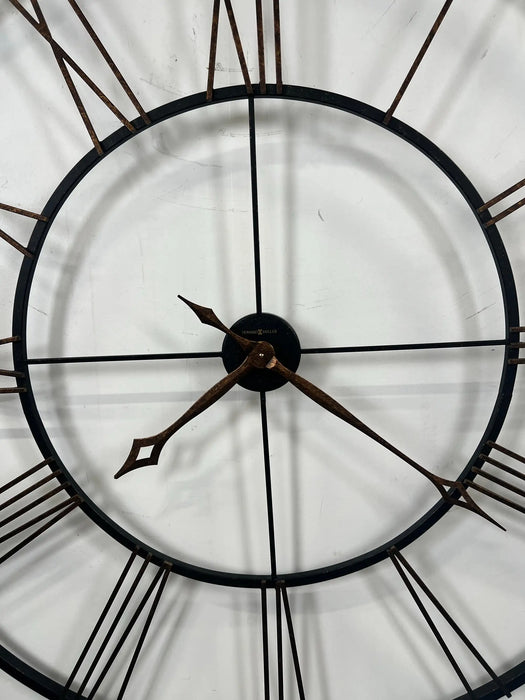 Vintage Industrial Howard Miller "Postema" 49" Oversized Wrought-Iron Wall Clock