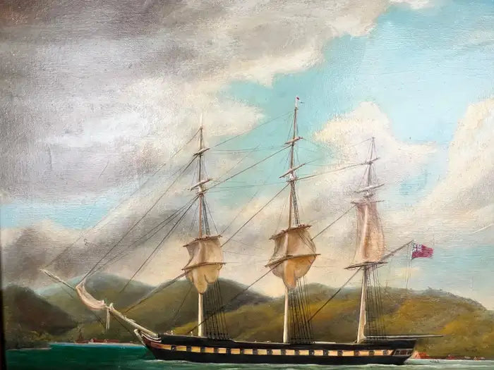 Paul R. Hee Maritime Scene Oil Painting on Canvas Signed and Framed 1950's