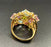 Multi-Gemstone 18K Gold Statement Cocktail Ring, Aquamarine Peridot Amethyst