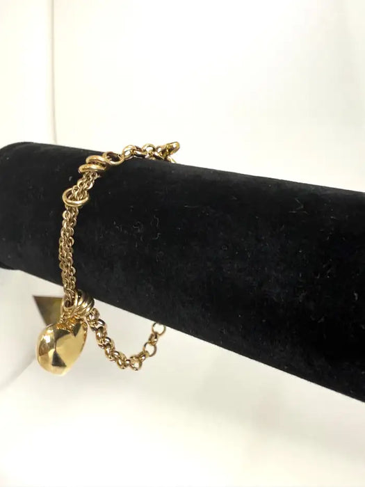 Tiffany-Style 18K Gold Heart Charm Bracelet