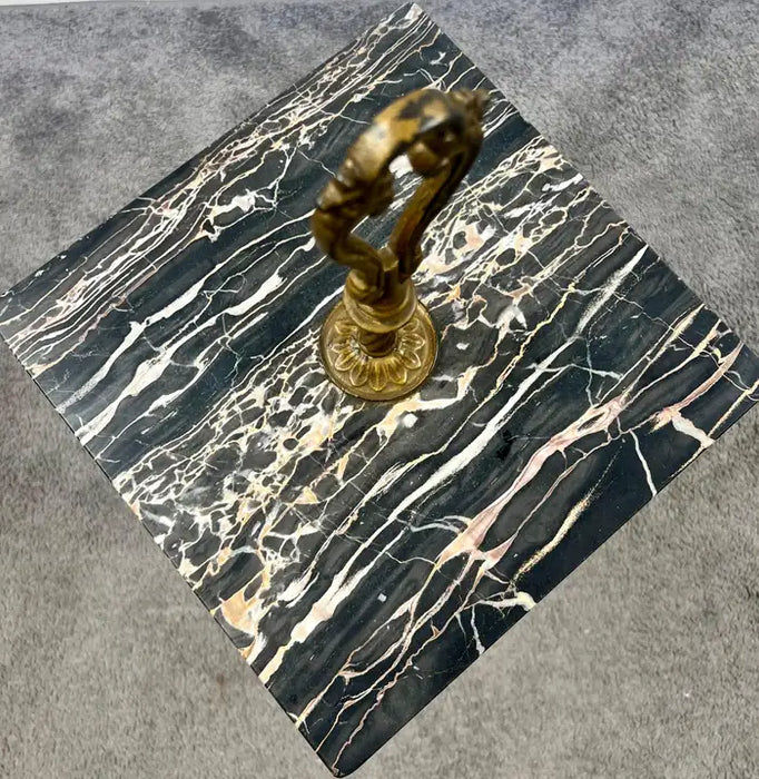 Art Nouveau Marble Top and Brass Smoking or Side Table