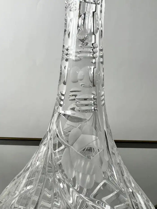 Classic European Cut Crystal Decanter with Faceted Stopper, 14″ H