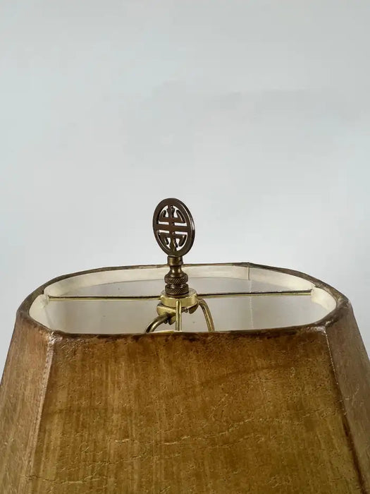 Rustic Style Flying Trout Table Lamp with Bronzed Base and Faux Leather Shade