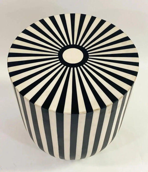 Art Deco Style Black and White Resin Side, End Table or Stool