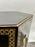 Asian Black Lacquer Hexagonal Side Table with Hand-Painted Gold & Figural Pane