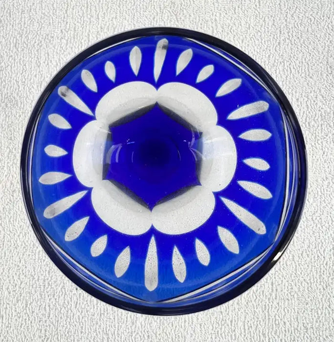 Rare Murano Glass Decanter in Cobalt Blue with Jewel-Tone StemGlasses Set, 7 Pcs