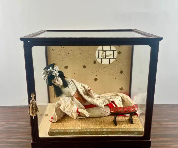 Japanese Geisha Princess Doll in Original Glass & Wood Case