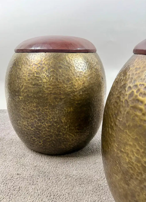 Mid-Century Modern Style Bronze Ottoman or Stool with Leather Top, a Pair
