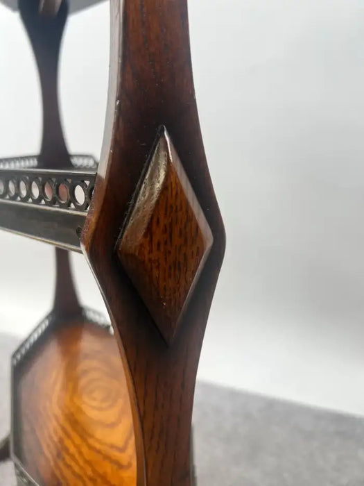 French Directoire Three-Tier Oak Dessert Stand Side Table by Theodore Alexander