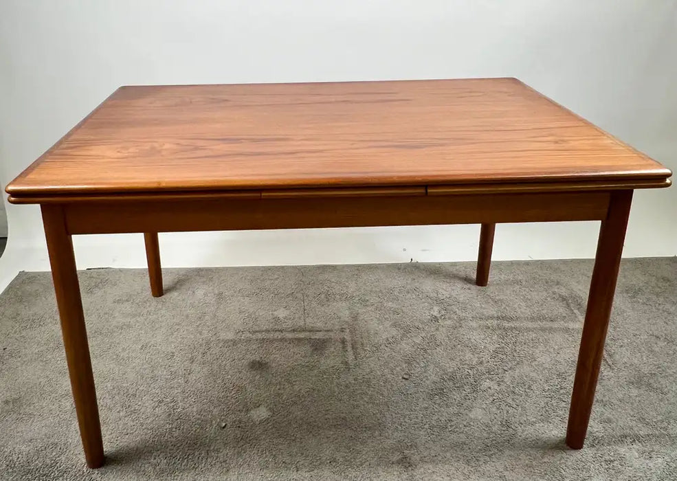 Danish MCM Teak Dining Room Table with Two Pull-Out Extension Leaves , 1960's