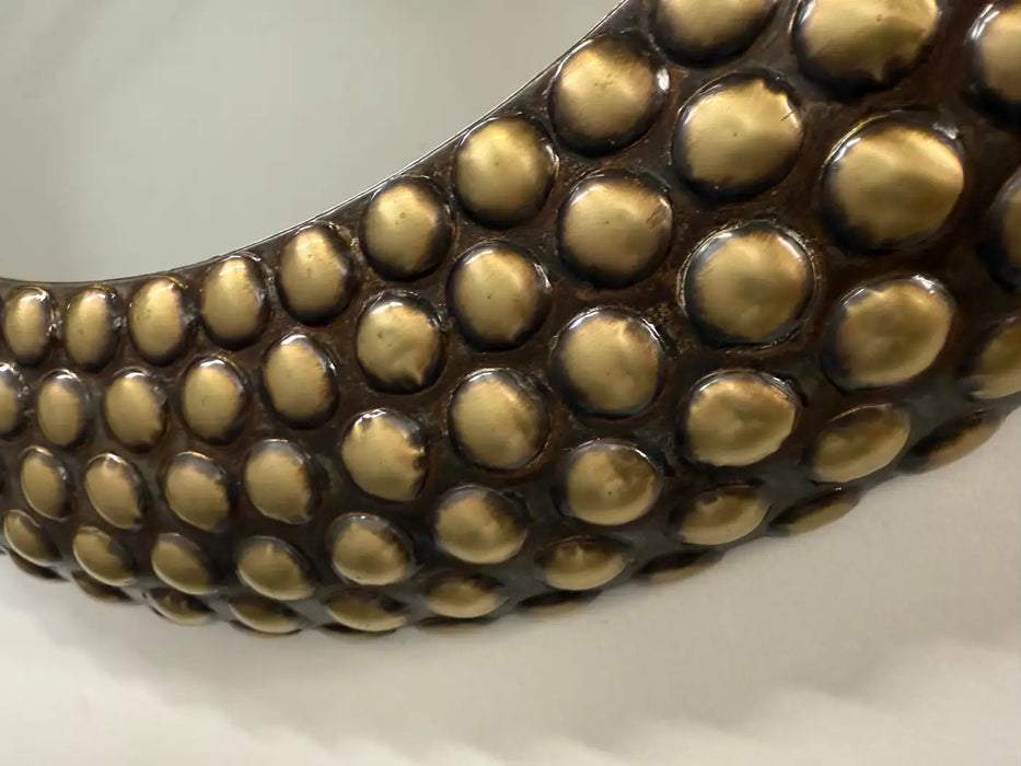 Brutalist Style Round bronze Studded Mirror, Compatible pair