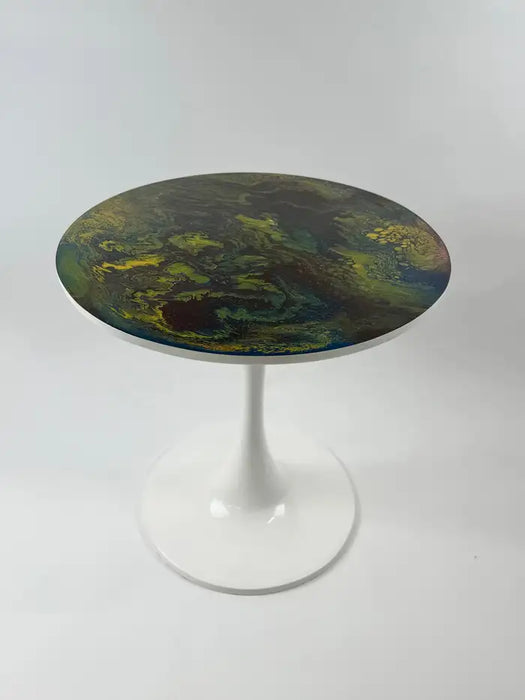 Eero Saarinen MCM Style Tulip Dining or Center Table with Epoxy Resin Design Top