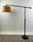 Industrial Style Adjustable Cantilever Arm Floor Lamp with Burlap Drum Shade