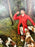 English Sporting Style Oil Painting, Huntsman & Hounds, Ornate Gilt Frame 1980's