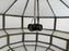 Art Deco Style Large Circular White Milk Glass & Bronze Pendant, Chandelier