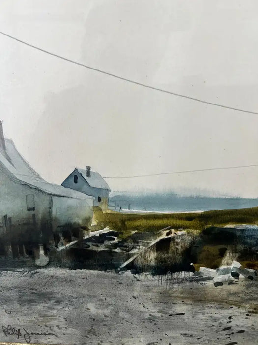 Philip Jamison Coastal Scene Watercolor Painting , Signed & Framed 1950's