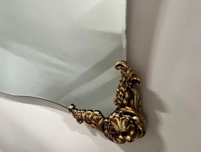 Mid-Century Italian Baroque Revival Wall Mirror with Gilded Rocaille Corners