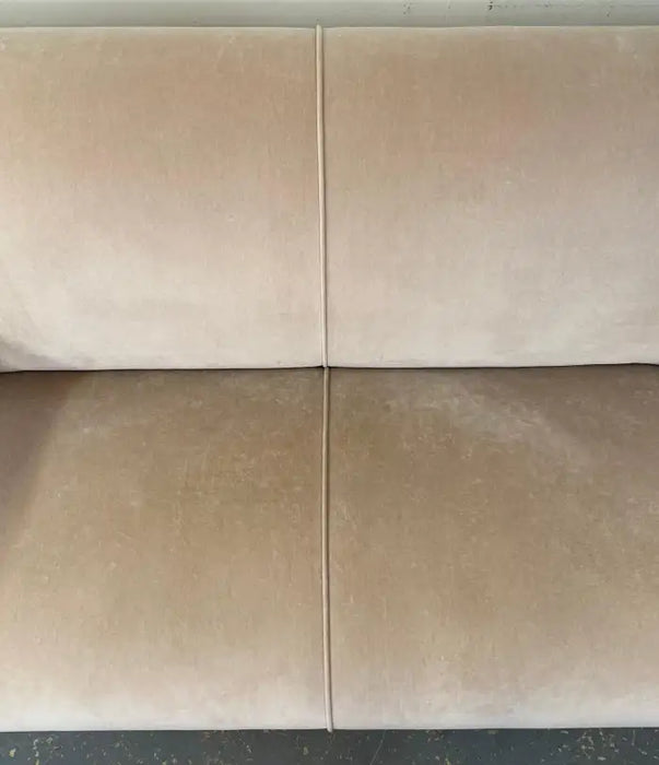 French Art Deco Sofa or Settee with Beige Velvet Upholstery & Rosewood Armrests