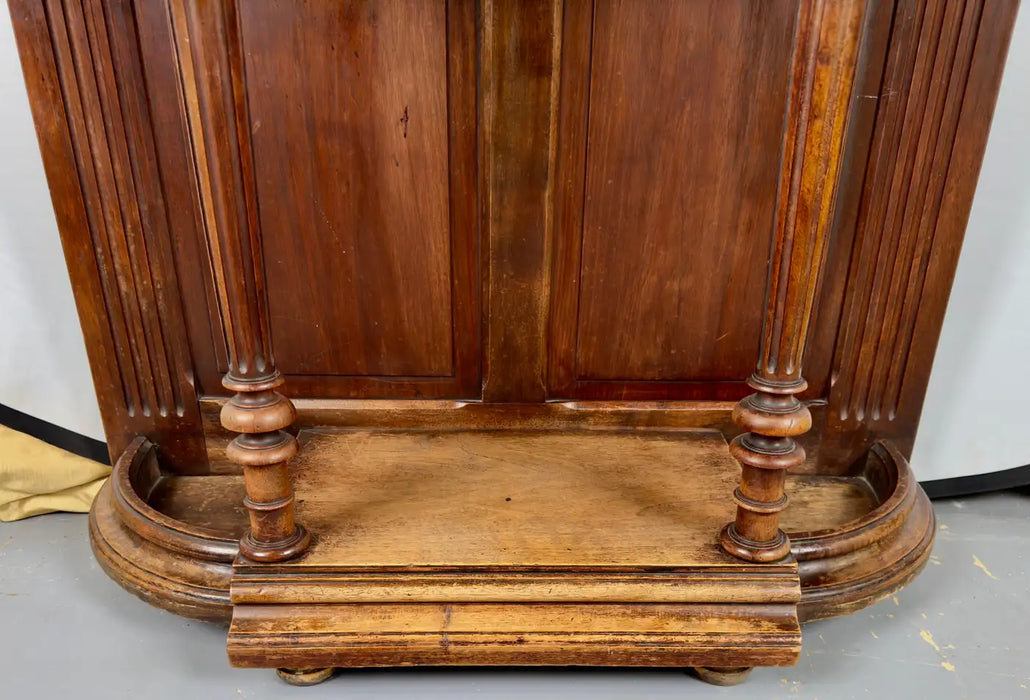 19th Century French Brass-Mounted Mahogany & Marble "Porte Manteau" Hall Tree