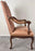 French Louis XV Style Mahogany Armchair with Embossed Salmon Pink Leather