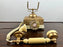 Vintage French Style Brass Rotary Telephone with Ornate Repoussé Cream Enamel Base