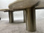 Organic Modern Travertine Three-Tier Circular Coffee Table with Metal Base