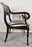 Italian Regency Style Side Chair, Ebonized with Gold Finish & Stripe upholstery