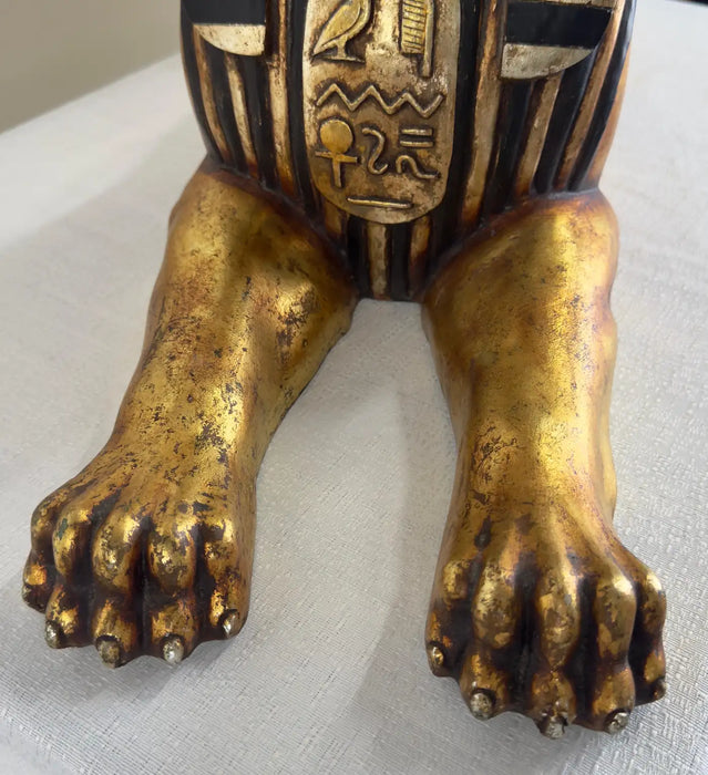 Egyptian Hand Painted Gold Sphinx Statue