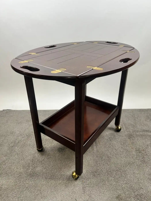 English Style Bombay Company Butler's Tray Table Cherry Wood Drop Leaf Serving