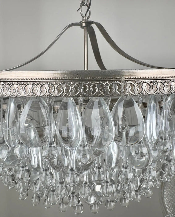 Hollywood Regency Style Circular Cascade Design Crystal Chandelier