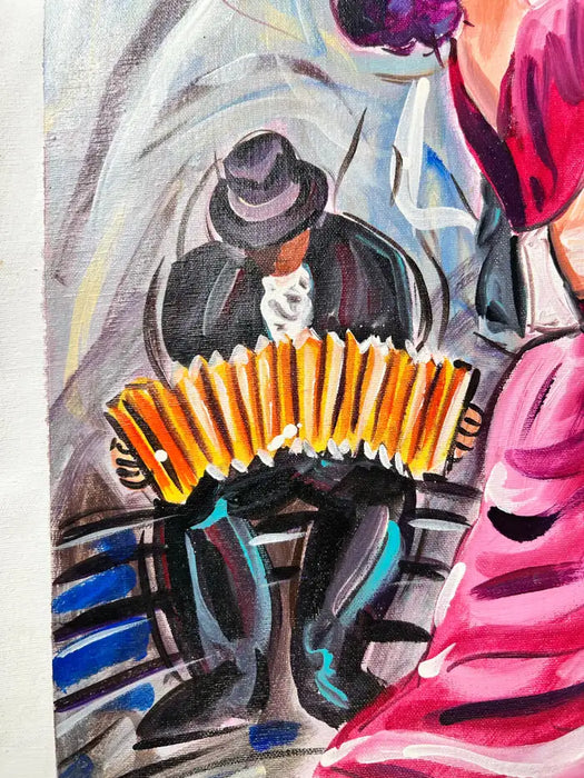 Figurative Oil on Canvas Painting Titled " Pasion Tanguera " Hand Signed Dated 2011