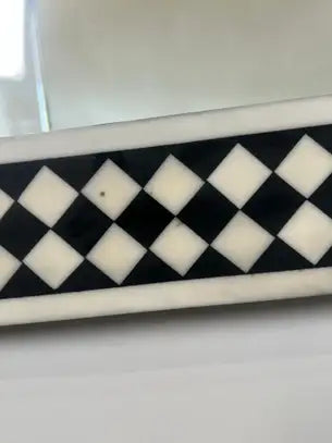 Art Deco Style Black & White Resin Diamond Design Wall, Table or Mantel Mirror