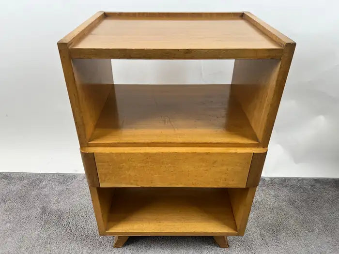 Mid-Century Modern R-Way Birdseye Maple Nightstand or End Table , a Pair