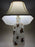 Art Nouveau Frosted White Art Glass & Gold Leaves Design Table Lamp, a Pair