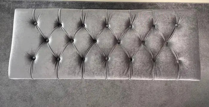 Mid Century Modern Style Grey Velvet Tufted Upholstery & Lucite Legs Bunch
