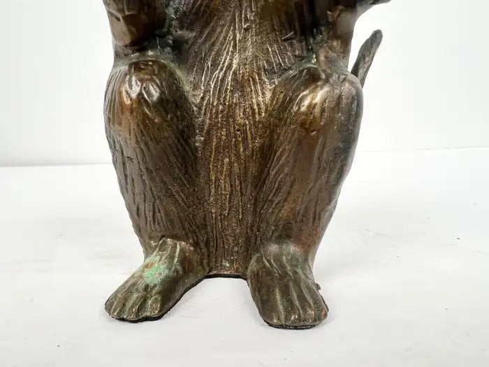 Vintage Brass Monkey Reading Book Figurine & Paperweight , a Pair