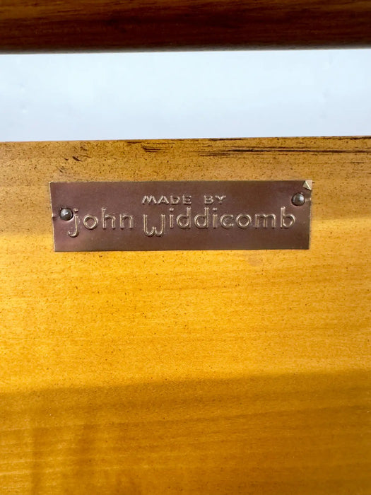 John Widdicomb Mid Century Modern King Size Walnut and Brass Headboard