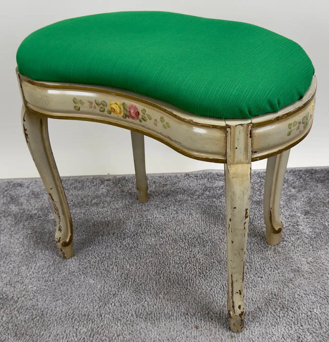 French Provincial Style Kidney Shaped Lady Writing or Vanity Desk with Ottoman